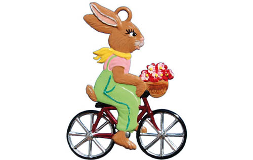Bunny Boy on Bicycle with Flowers