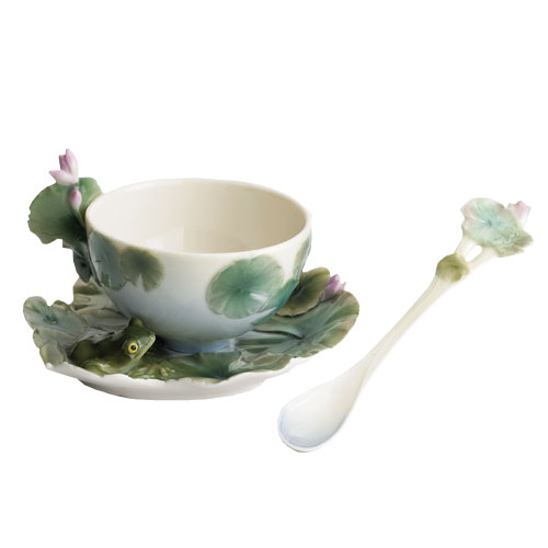 Amphibia frog design cup & saucer and spoon set - Retired