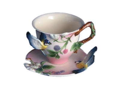 Bluejay / blue berries design cup & saucer - Retired 2006