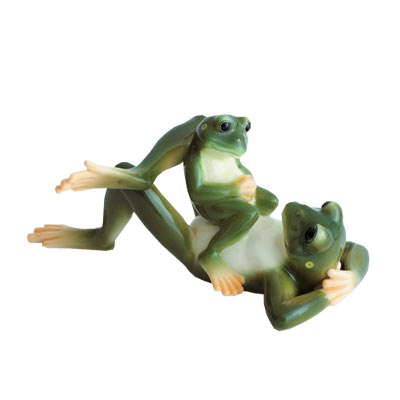 Amphibia frog father & son porcelain figurine