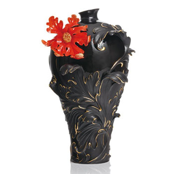 Baroque red lily flower large vase