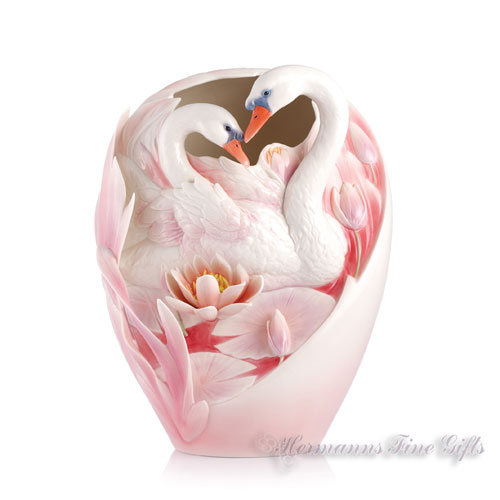 A Heavenly Couple - Swans vase