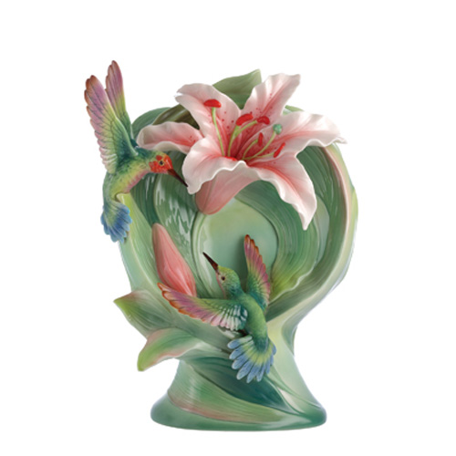 A Sunny Breezy Day - Hummingbird and Lily vase